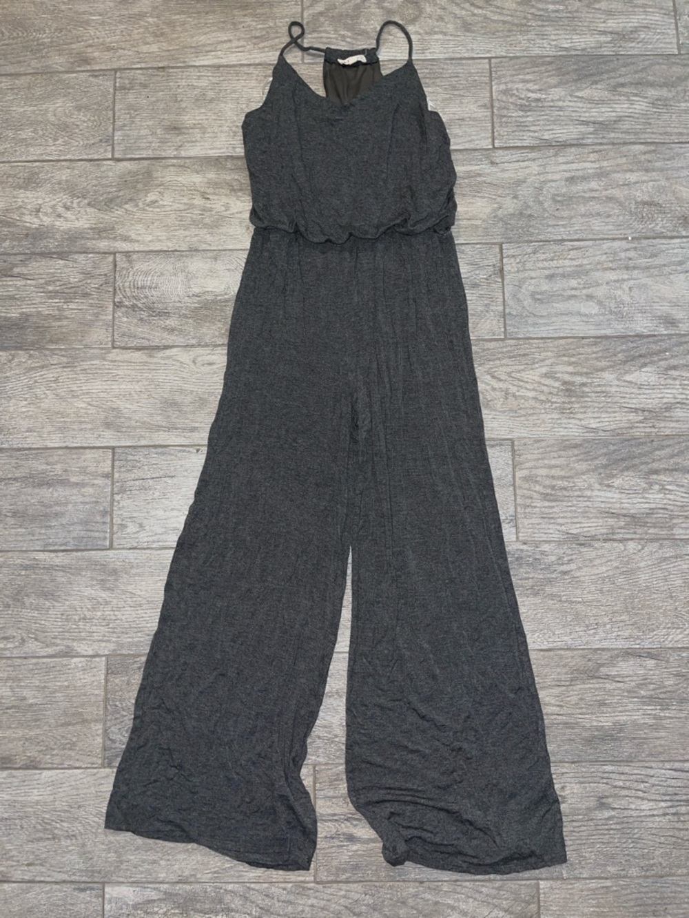 Rolla Coster Charcoal Gray Wide-Leg Jumpsuit with Spaghetti Straps